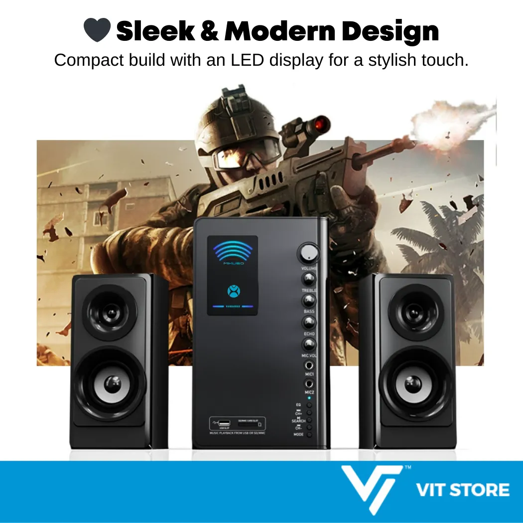 MIKUSO FREDIRK 5 Speaker 2.1 Bluetooth Subwoofer Strong Bass SD USB Spiker Karaoke image 1