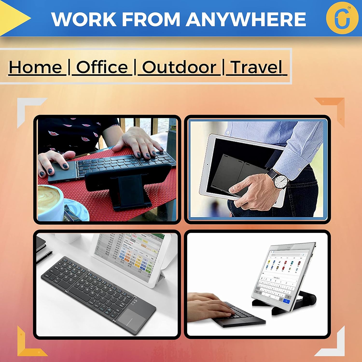 Portable Wireless Bluetooth Folding Keyboard, Ultra Slim Pocket Size image 1