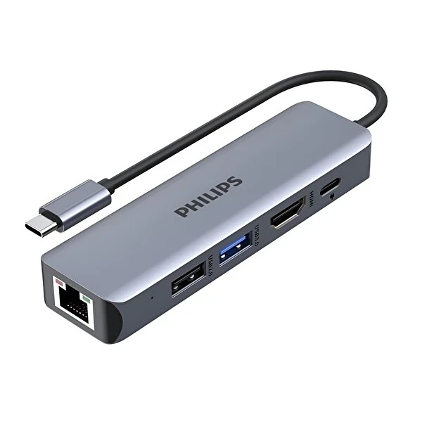 Philips ADAPTER SWR1608R/93 - USB-C Hub 5 in 1 - Silver image 1