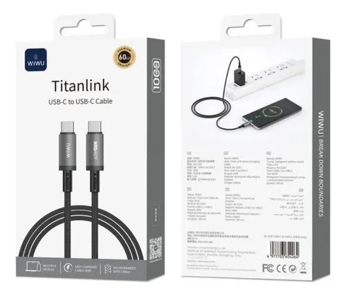 WiWU Titanlink USB-C to USB-C Cable – 60W Fast Charging Cable image 1