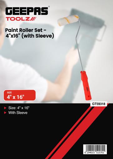 Geepas Toolz 4 x 16 paint roller set with a sleeve- red color option