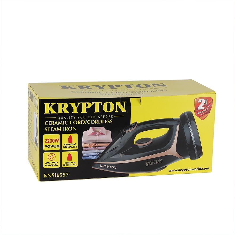 Krypton Ceramic Steam Iron- Cord and Cordless Use 2200W Power image 1