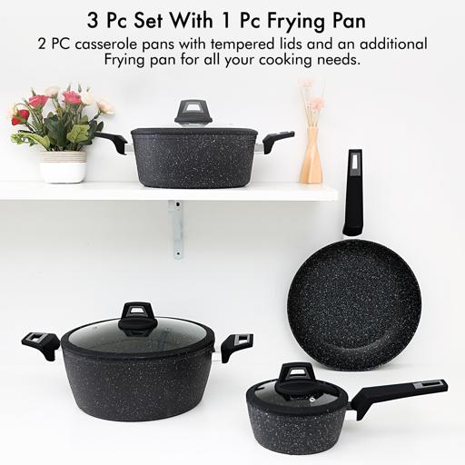 Royalford Chef Art RF9557 Aluminum Cookware Set, 7 Pieces, Black image 2