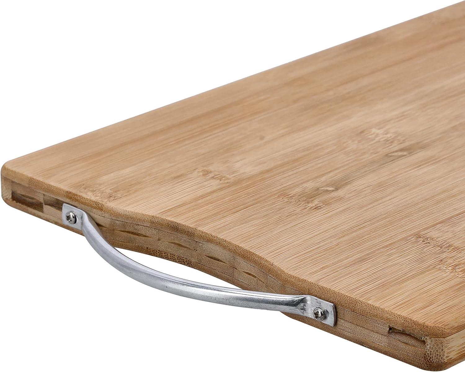 Royalford Organic Bamboo Cutting Board, Rf10238 Strong Metal Handle Durable image 1