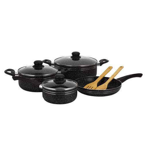 Royalford 9-piece Ritz Plus Cookware Set Marble Coated and Press Aluminum Body, with Dot Induction Base, Bakelite image 2