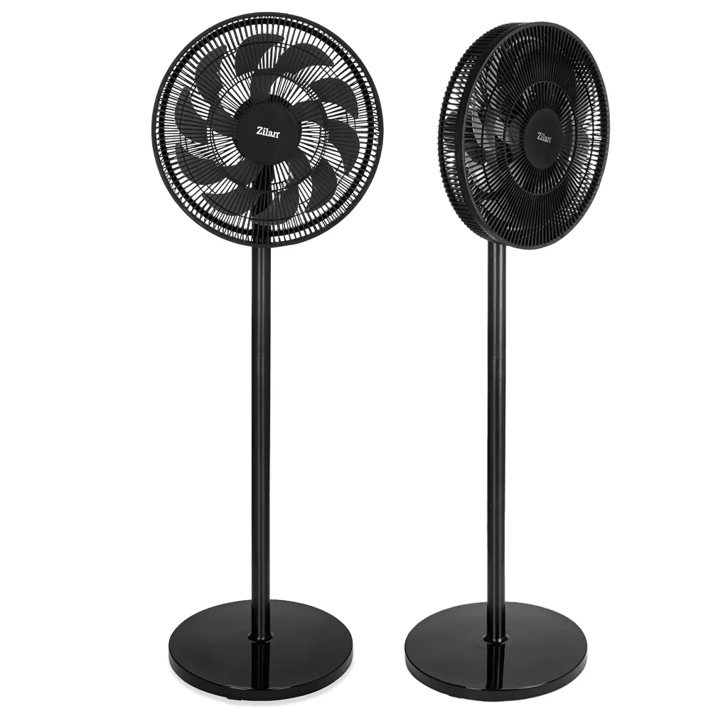 Zilan Stand Fan – 16-Inch Pedestal Fan – 3 Speed Settings – Adjustable Height – Powerful Airflow – Black color option