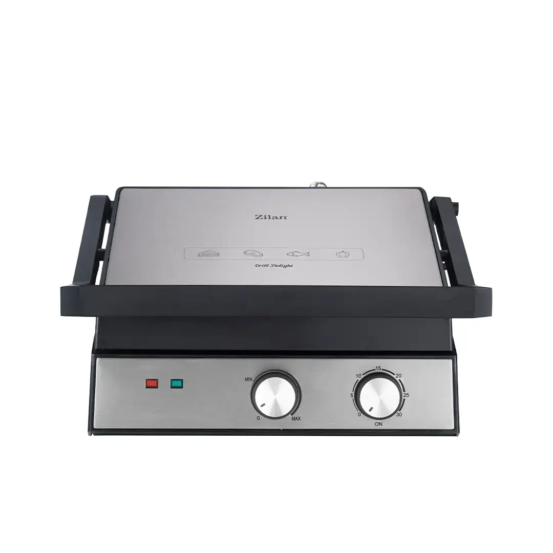 Zilan Grill & Sandwich Maker – Electric Contact Grill – Non-Stick Plates,  Compact Design – Plastic & Stainless Steel – Black/Silver image 6