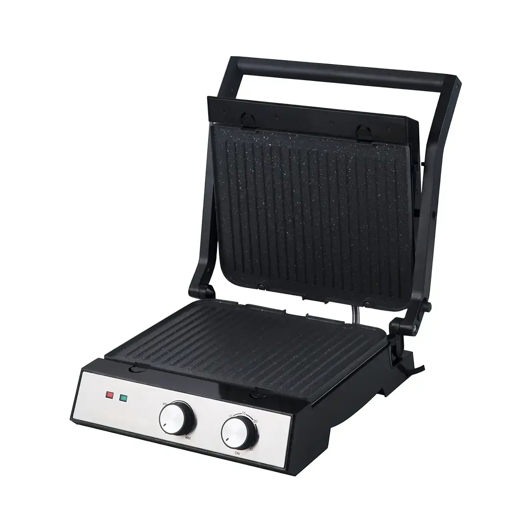 Zilan Grill & Sandwich Maker – Electric Contact Grill – Non-Stick Plates,  Compact Design – Plastic & Stainless Steel – Black/Silver image 3