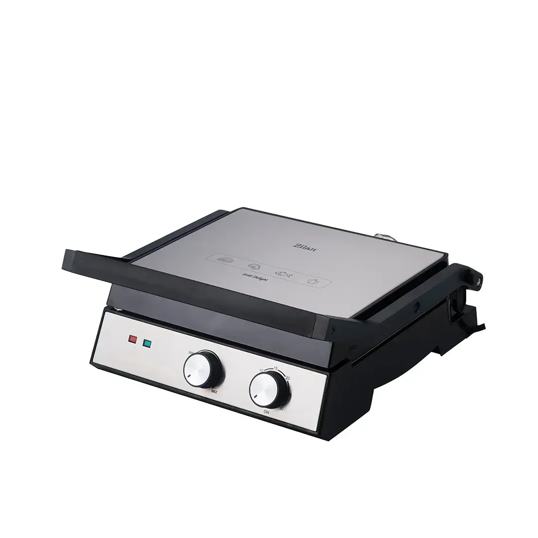 Zilan Grill & Sandwich Maker – Electric Contact Grill – Non-Stick Plates,  Compact Design – Plastic & Stainless Steel – Black/Silver color option