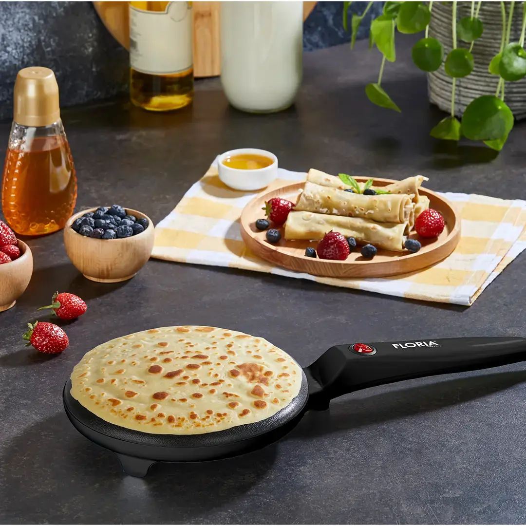 Floria Crepe Maker – Electric Crepe & Pancake Maker with Non-Stick Plate – Black image 1