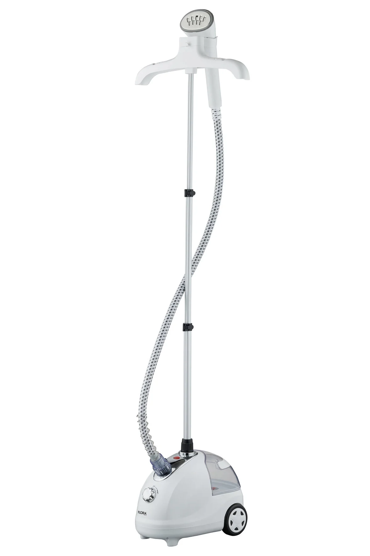 Floria Stand Fabric & Garment Steamer – Upright Clothes Steamer with Adjustable Pole & Hanger – White color option