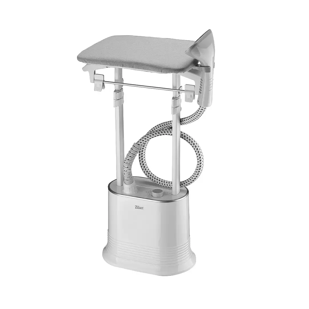 Zilan Stand Fabric & Garment Steamer – Upright Clothes Steamer with Adjustable Double Pole & Hanger  – White image 2