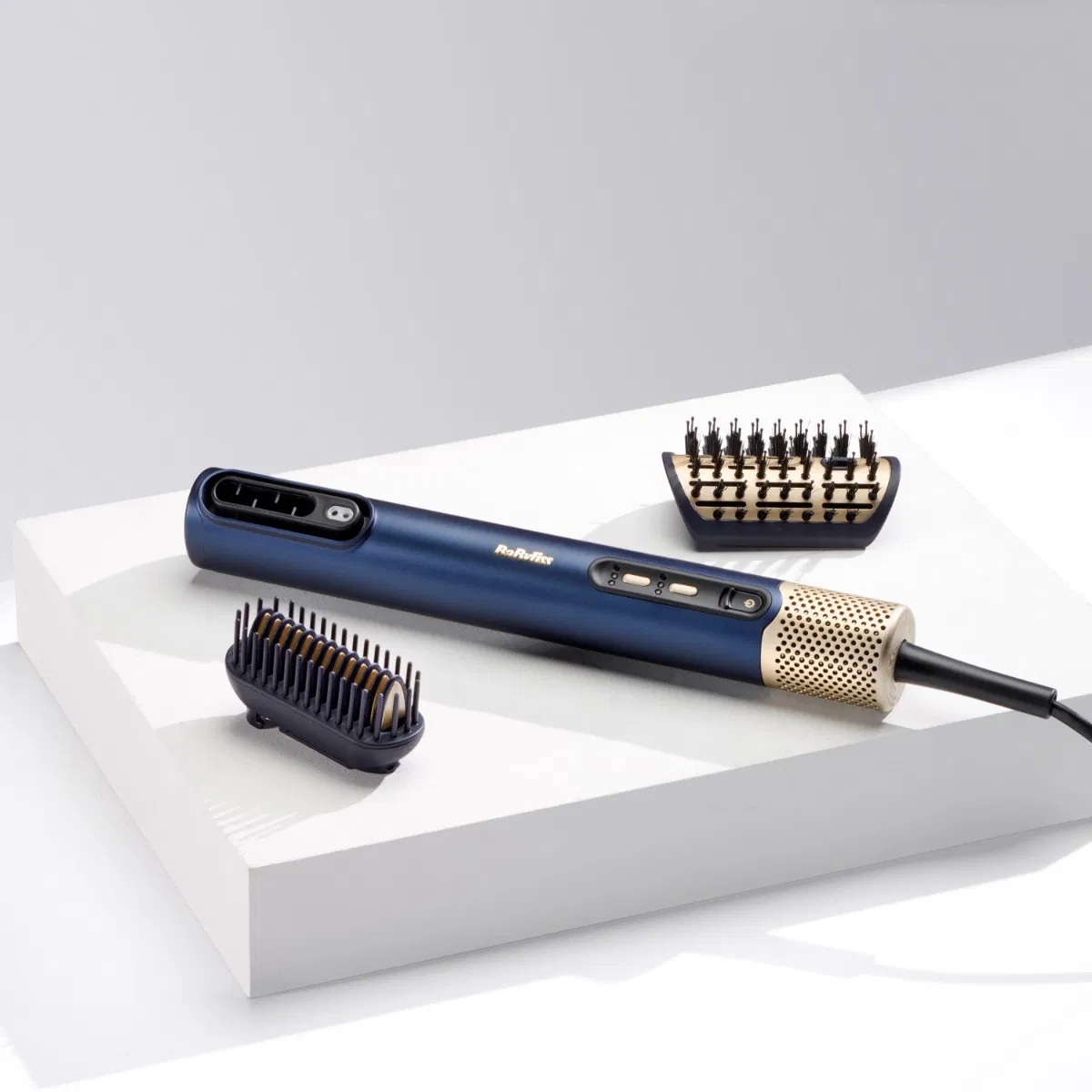 Babyliss + Hair Styling Brush + Multi-Function Hot Air Styler with Interchangeable Brush Attachments + Ceramic Coating + Blue/Gold image 4