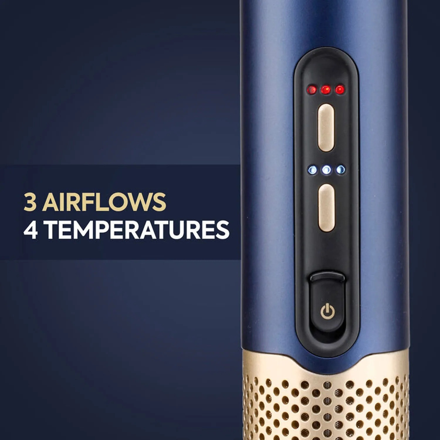Babyliss + Hair Styling Brush + Multi-Function Hot Air Styler with Interchangeable Brush Attachments + Ceramic Coating + Blue/Gold image 1