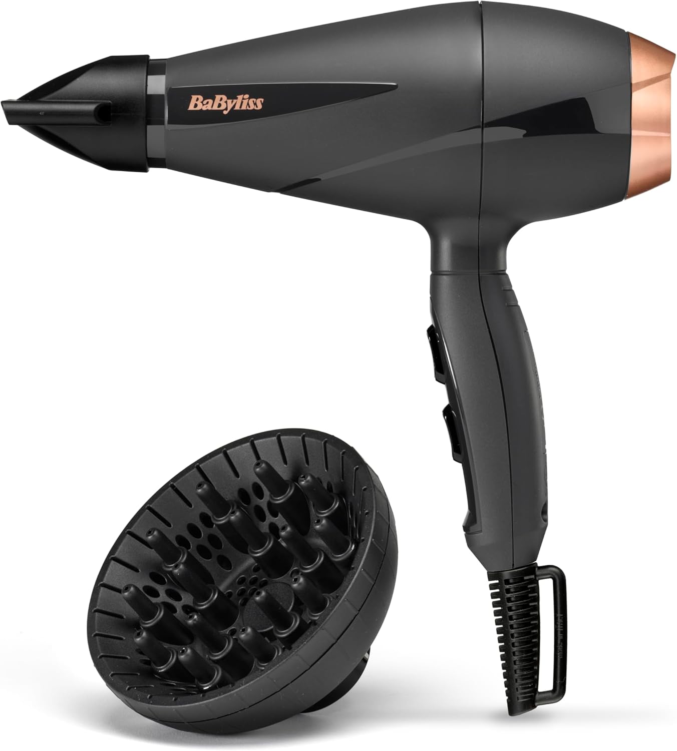 BaByliss Hair Dryer – 2100W Powerful Hair Dryer Model 6709DE with Diffuser & Concentrator Nozzle – Black/Rose Gold color option