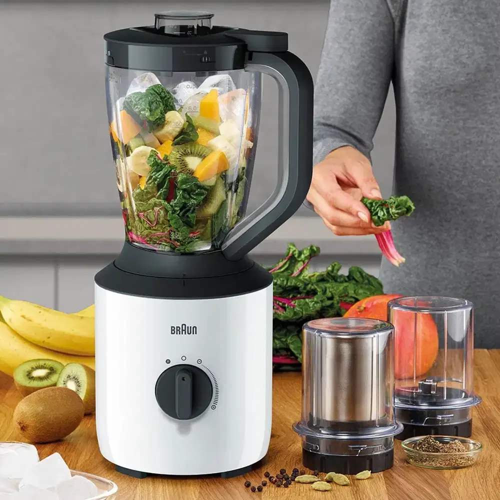 Braun PowerBlend 3 Jug Blender JB301AI-JB3173WH BL GBGCC - 800 W Motor - 1.5 Liters Capacity -  White color option