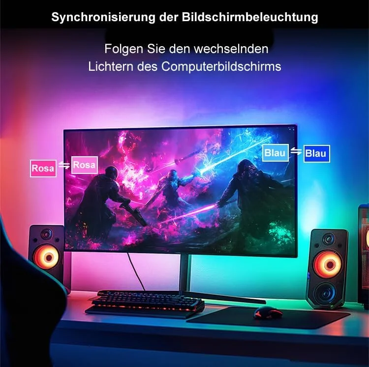 Neon LED Strip,Neon Light Strip, PC Backlight with Screen Colour, Sync USB LED Lighting (for 32 Inch PC Monitor) image 4