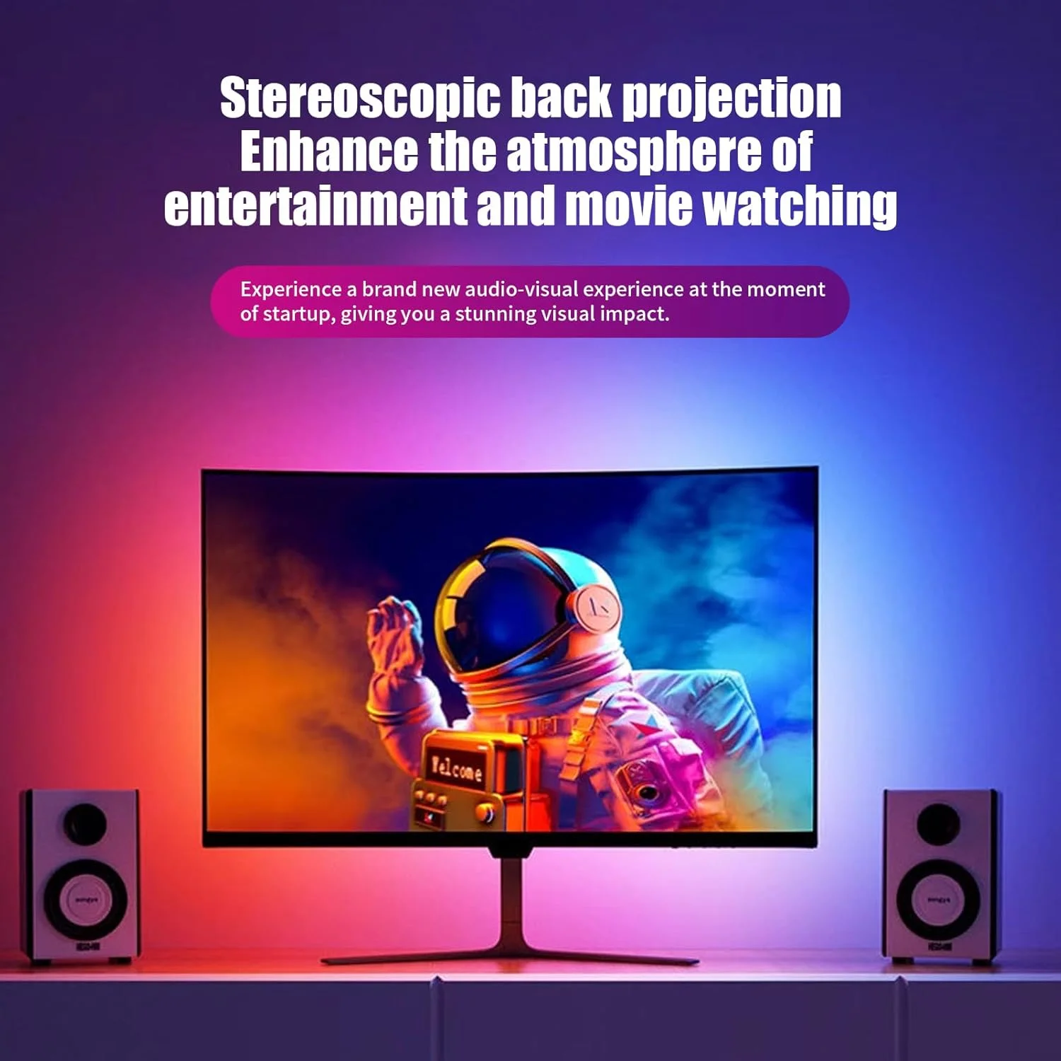 Neon LED Strip,Neon Light Strip, PC Backlight with Screen Colour, Sync USB LED Lighting (for 32 Inch PC Monitor) image 2