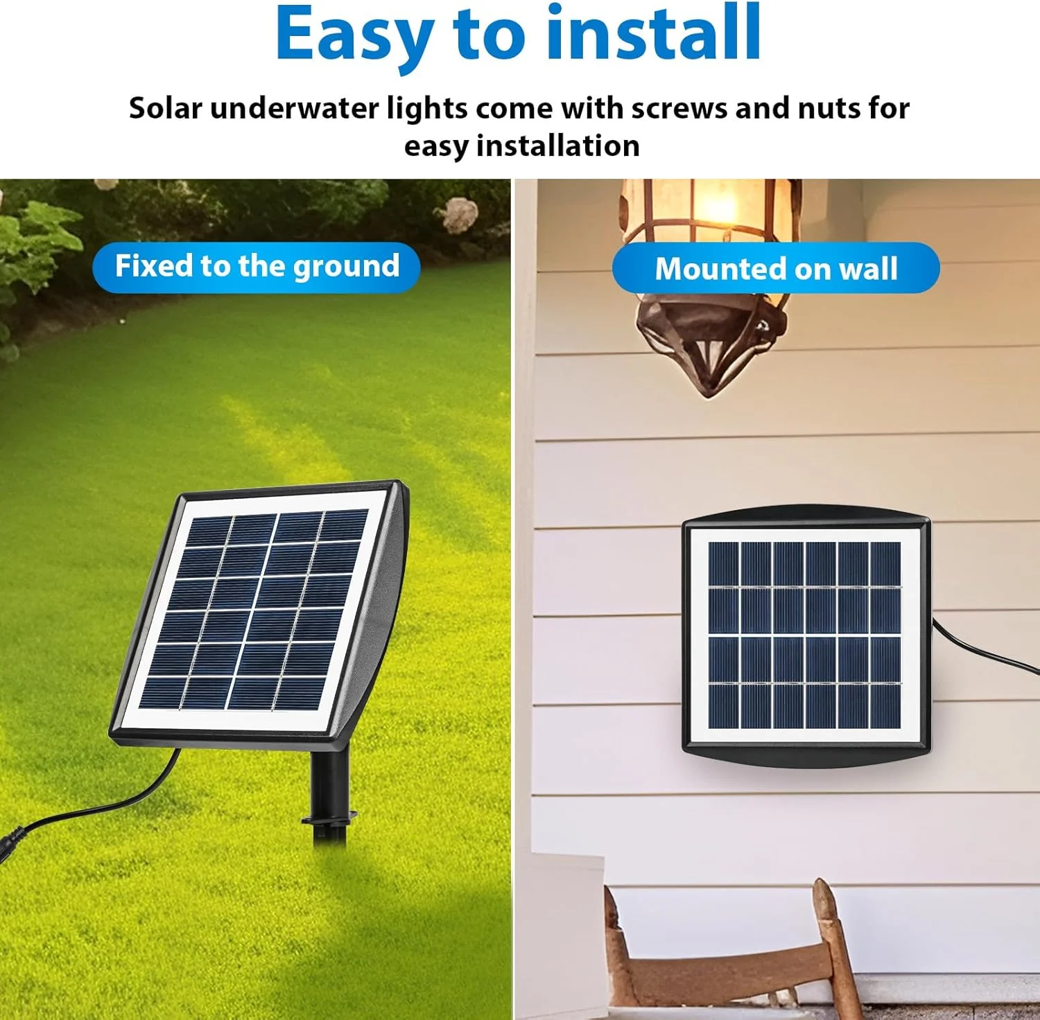 Solar-powered pool light, 6V 2W solar-powered diving spotlight,  3 LEDs, waterproof spotlight for garden and pond lighting image 3
