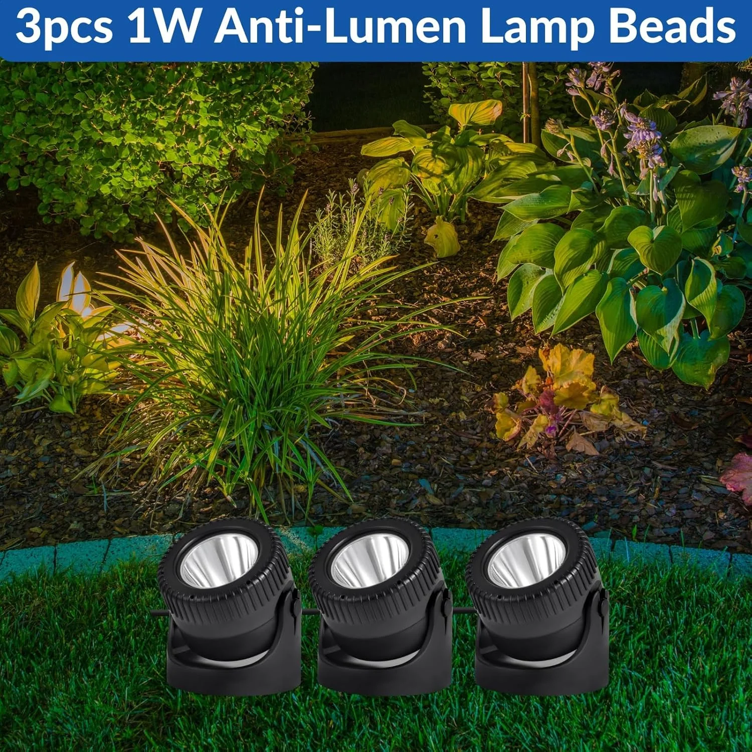 Solar-powered pool light, 6V 2W solar-powered diving spotlight,  3 LEDs, waterproof spotlight for garden and pond lighting image 4