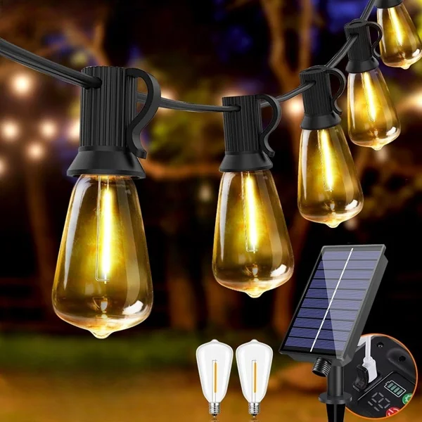 Century Light Solar String Lights – 14 LED Bulbs – Waterproof Outdoor Garden & Patio Lights color option