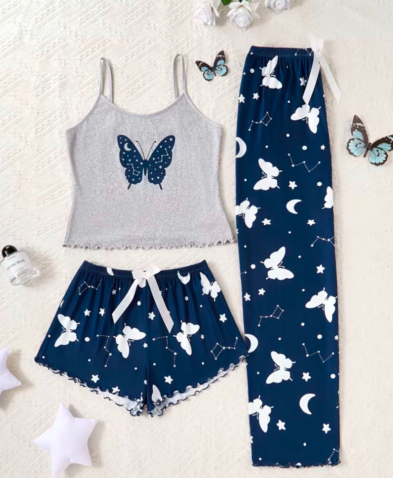 Butterfly Dreams 3-Piece Pyjama Set – Size Large color option