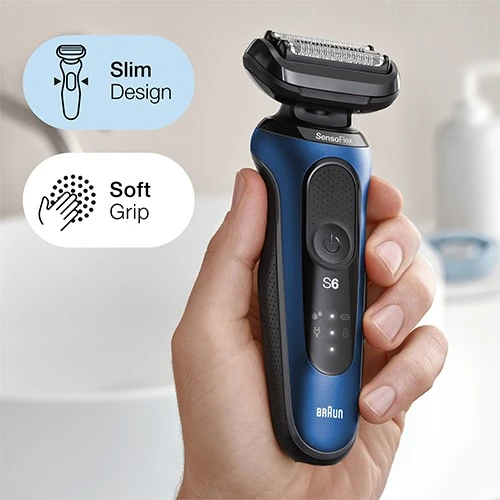Braun Series 6 Electric Shaver 61-B1000s - A Close Shave Surprisingly Gentle on Sensitive Skin with SensoFlex and AutoSense Technology - Blue