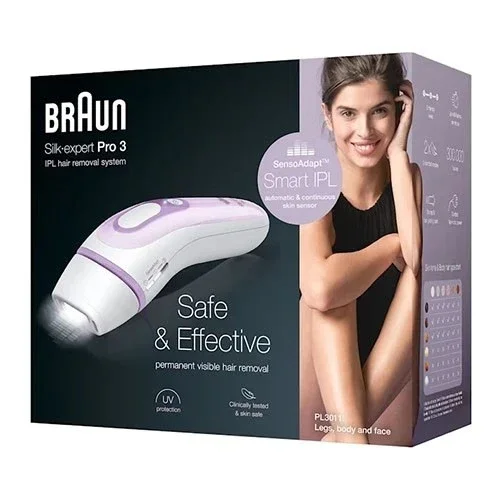 Braun Hair Removal PL3011 Silk Expert Pro 3 With 2 Extras Venus razor And Premium Bag. - White/Lilac