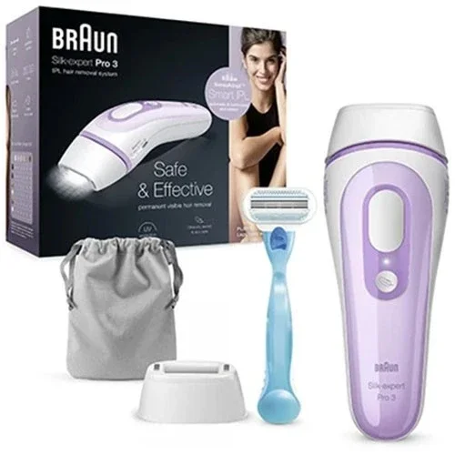 Braun Hair Removal PL3011 Silk Expert Pro 3 With 2 Extras Venus razor And Premium Bag. - White/Lilac