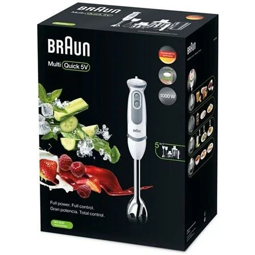 Braun MultiQuick 5 Vario Hand Blender MQ5245 1000W - 21 Speed Variable Control - Dishwasher-Safe Parts White / Grey