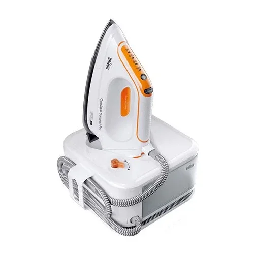 Braun CareStyle Compact Steam Generator Iron IS2561WH - 2400W Power - 6 Bar Pressure - FreeGlide 3D Soleplate - iCare Technology - White/Orange