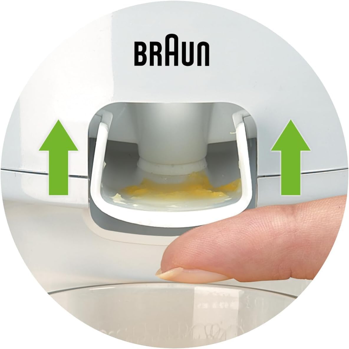 Braun 60W Citrus Juicer with Anti-Drip Nozzle and Dishwasher-Safe Design, White, Model CJ3050WH