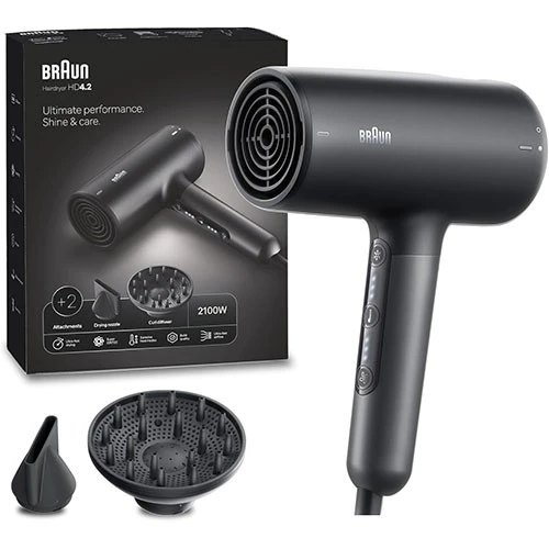 Braun HD4.2 Ultimate Performance Hair Dryer - 2100 W Motor - Super IONTEC Technology - Electronic Touch Control - 3 Heat & 2 Speed Settings - Cool Shot - Black image 5