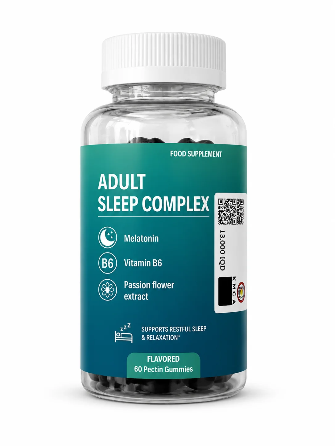 Adult Sleep Complex Gummies – Melatonin, Vitamin B6 & Passion Flower Extract – 60 Pectin Gummies color option