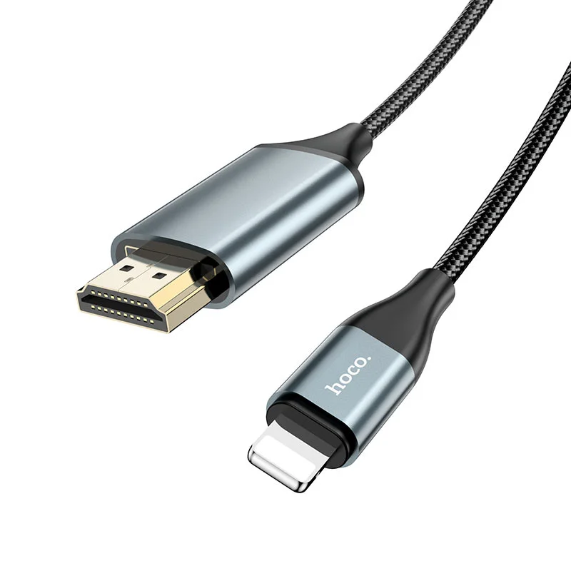 Hoco UA15 Lightning to HDMI Audio & Video HD Cable Adapter – 2 m – Full HD 1080P – Grey