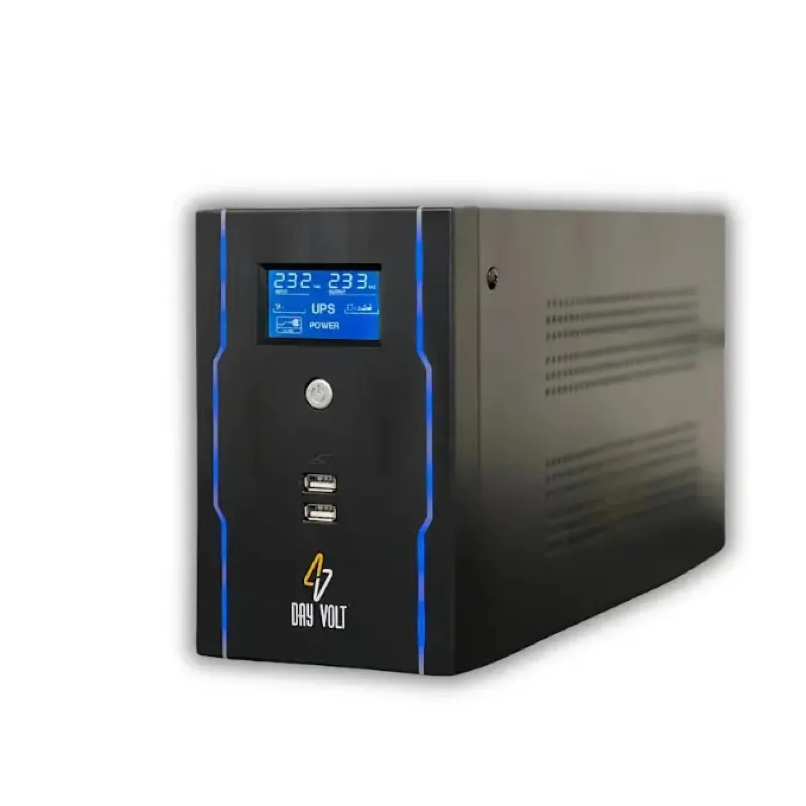 UPS 1500VA Uninterruptible Power Supply – LCD Display – Dual USB Charging Ports – Black color option