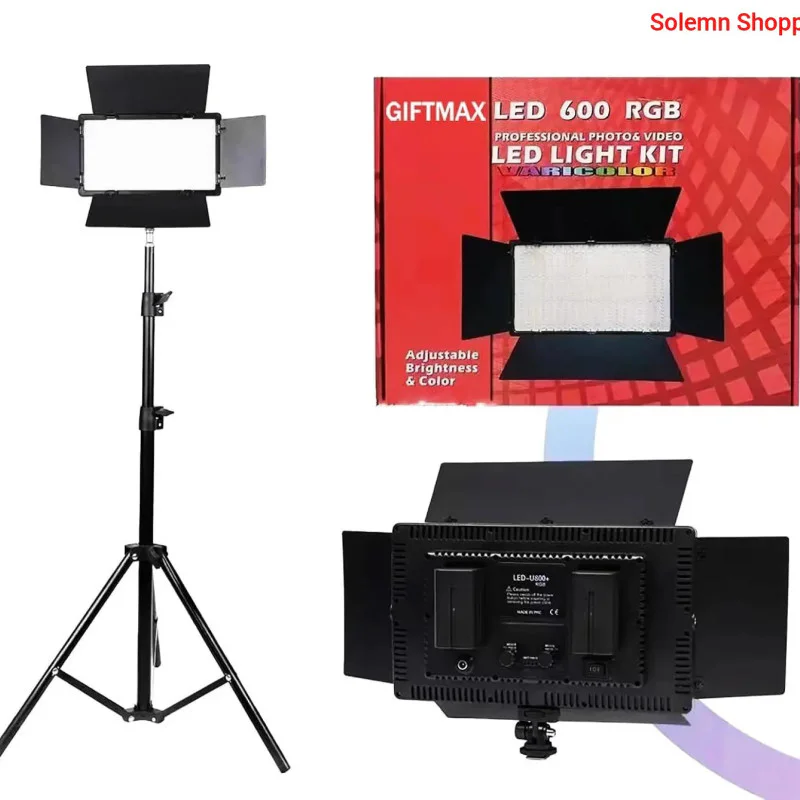 FOTOMAX Pro LED 600 Professional LED Video Light Kit – Adjustable Color Temperature – Tripod Stand – Barn Doors