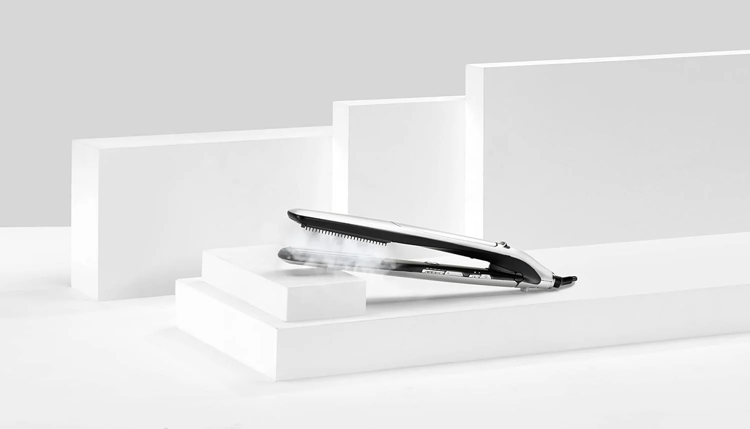 BaByliss ST595SDE Steam Hair Straightener with 5 Temperature Settings, Ceramic, Silver