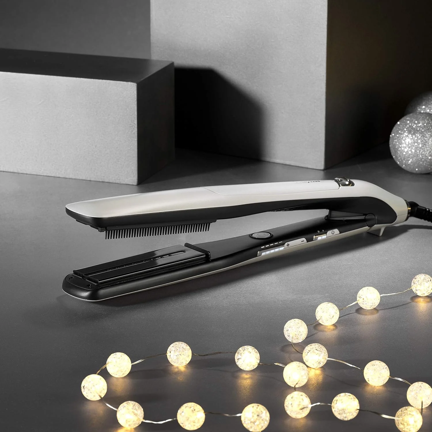BaByliss ST595SDE Steam Hair Straightener with 5 Temperature Settings, Ceramic, Silver