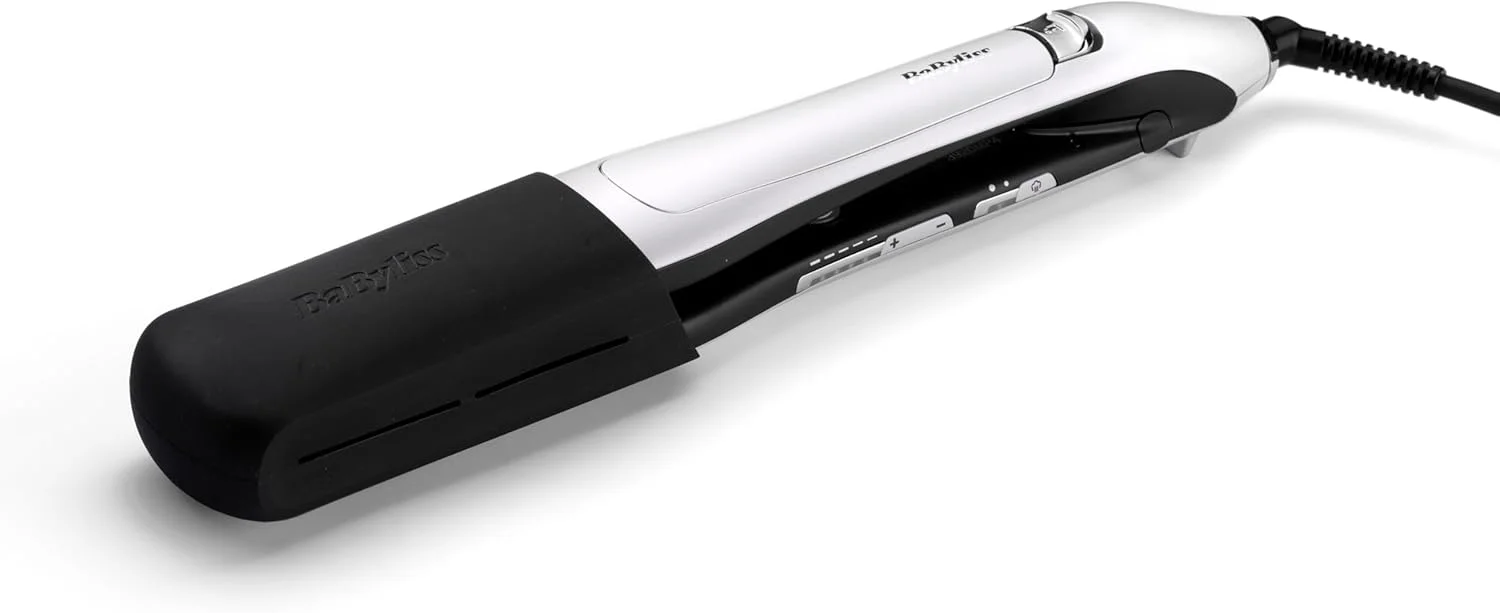 BaByliss ST595SDE Steam Hair Straightener with 5 Temperature Settings, Ceramic, Silver
