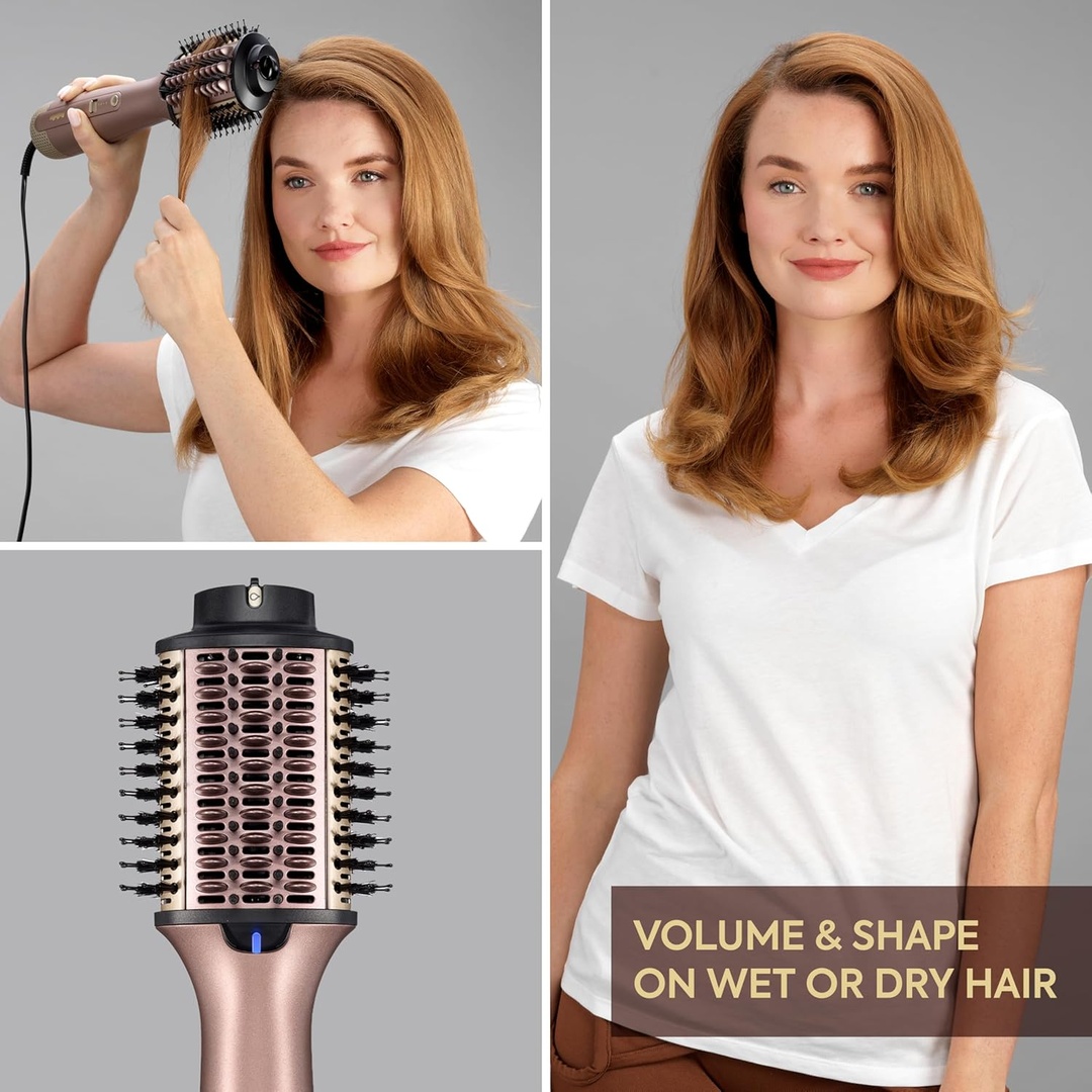 BaByliss Airbrush Large Oval Styling Brush – 1000W Hot Air Styler – Large Oval Barrel – Rose Gold