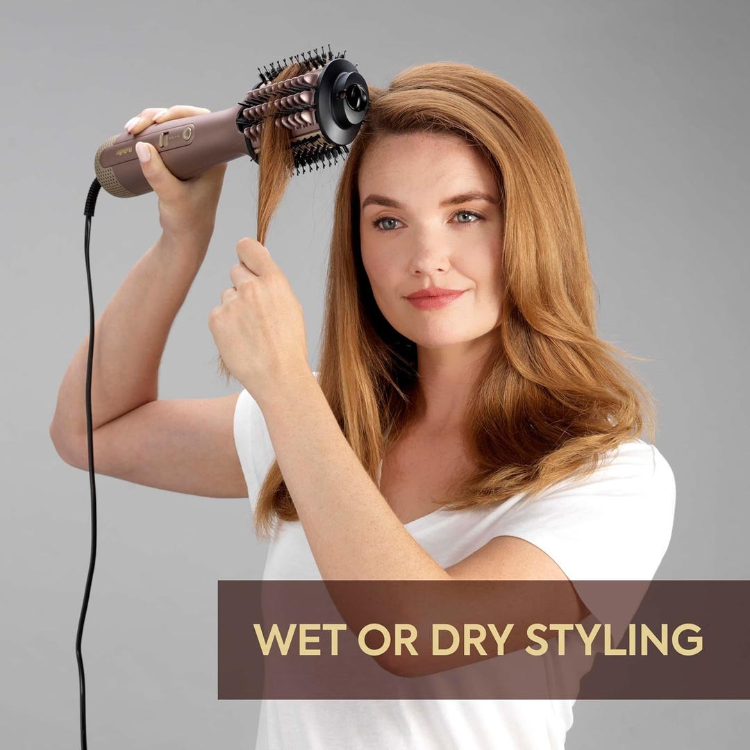 BaByliss Airbrush Large Oval Styling Brush – 1000W Hot Air Styler – Large Oval Barrel – Rose Gold