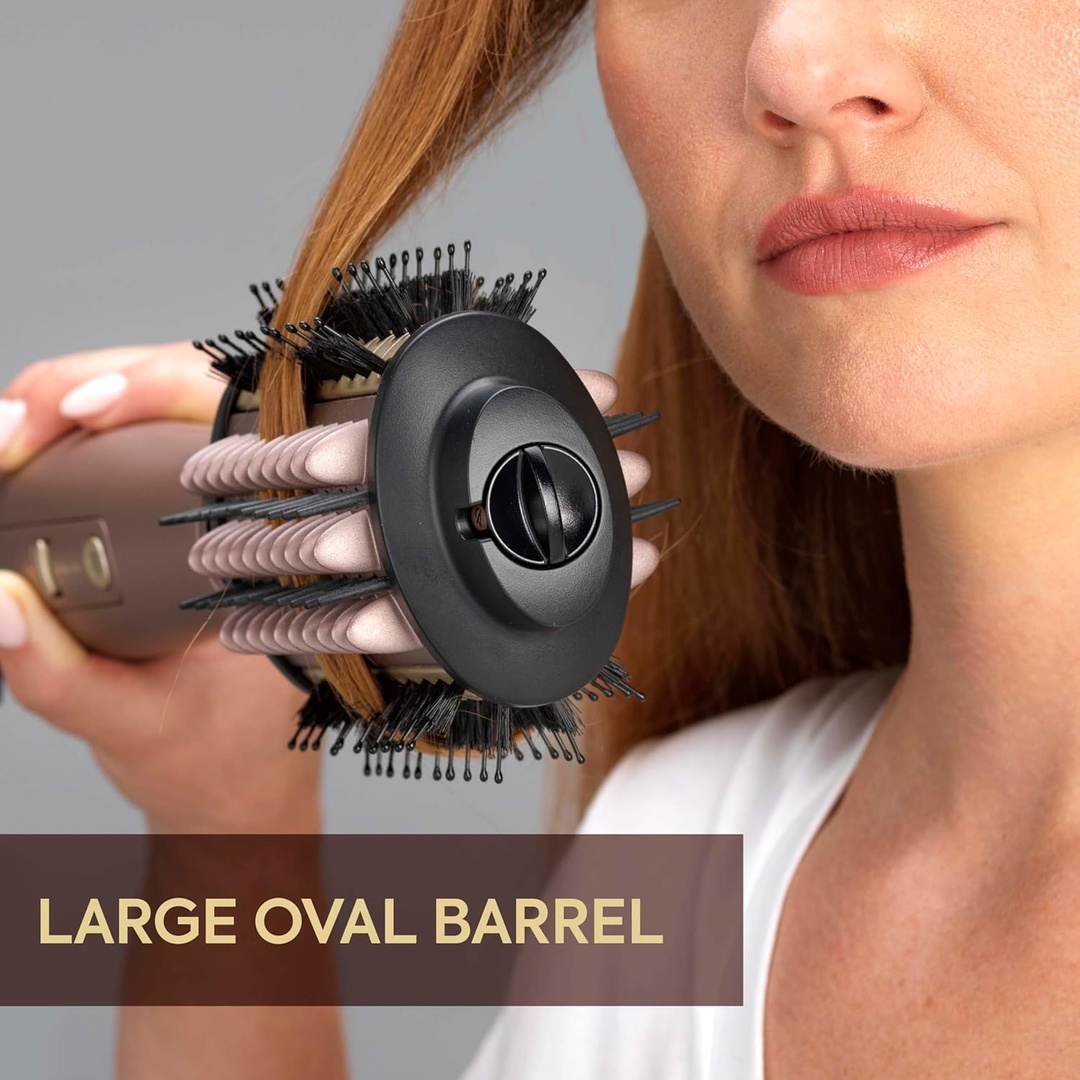 BaByliss Airbrush Large Oval Styling Brush – 1000W Hot Air Styler – Large Oval Barrel – Rose Gold