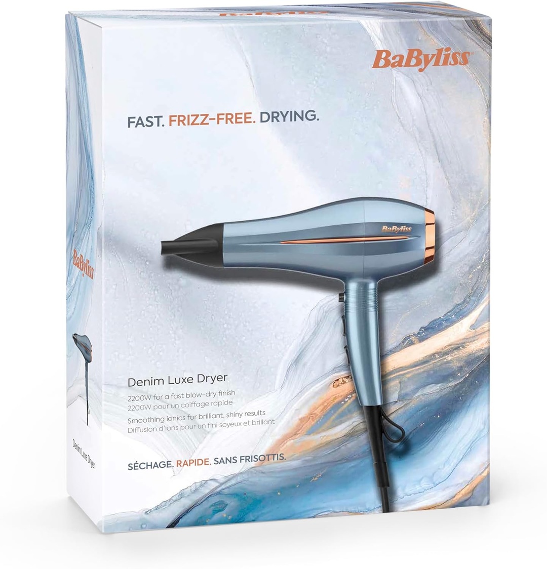 BaByliss Hair Dryer – 2200W – Ionic Technology – 1 Concentrator Nozzle – Denim Blue