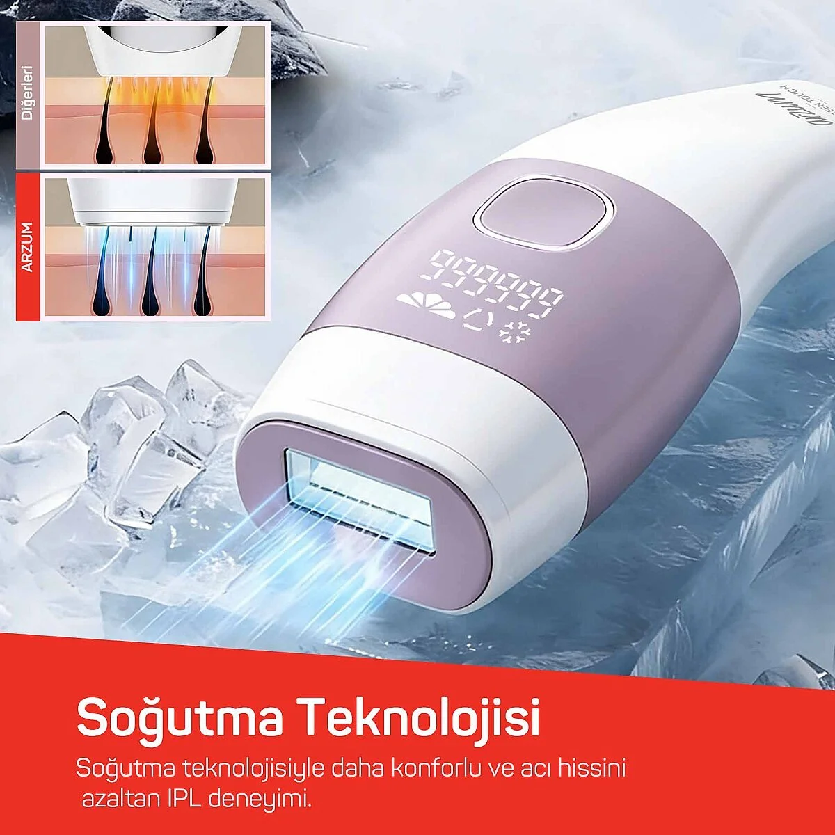 Arzum AR5176 SateenTouch IPL Laser Hair Removal, 999,999 Pulses , Cooled, 5 Speed Settings, Automatic Mode