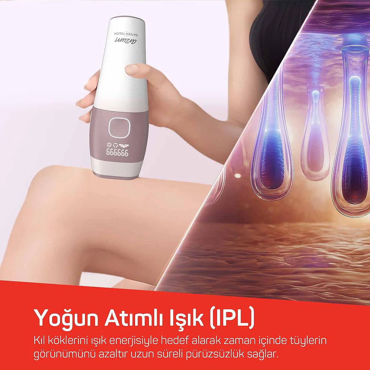 Arzum AR5176 SateenTouch IPL Laser Hair Removal, 999,999 Pulses , Cooled, 5 Speed Settings, Automatic Mode