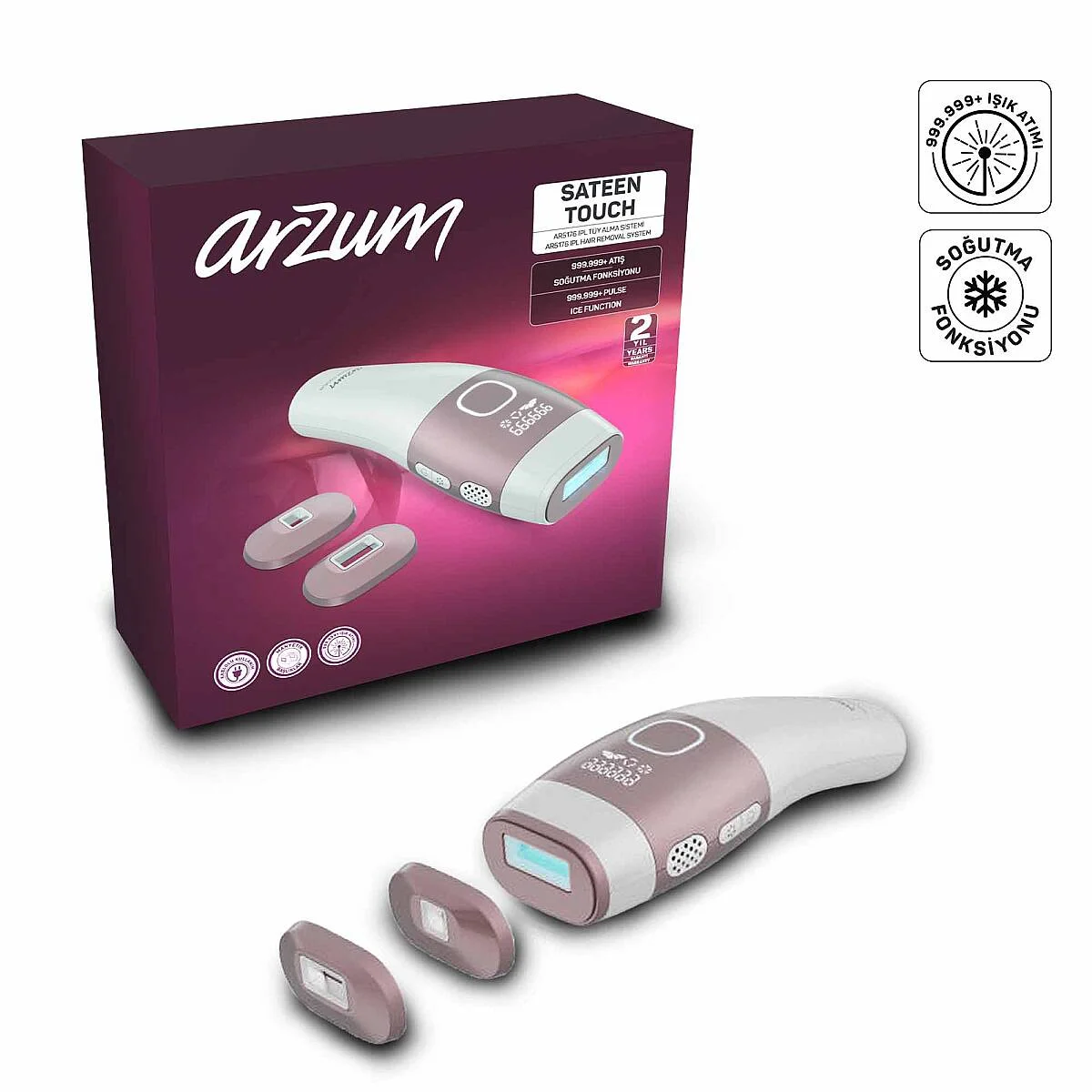 Arzum AR5176 SateenTouch IPL Laser Hair Removal, 999,999 Pulses , Cooled, 5 Speed ​​Settings, Automatic Mode color option
