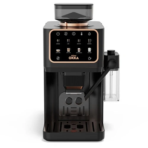 Arzum Okka Barista Pro Automatic Espresso Machine OK0042C - Fully Automatic - Duo-Heat Technology - Self-Tamp System - Milk’n Take - 6.3 Inch Retina Display - Black / Copper