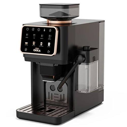 Arzum Okka Barista Pro Automatic Espresso Machine OK0042C - Fully Automatic - Duo-Heat Technology - Self-Tamp System - Milk’n Take - 6.3 Inch Retina Display - Black / Copper
