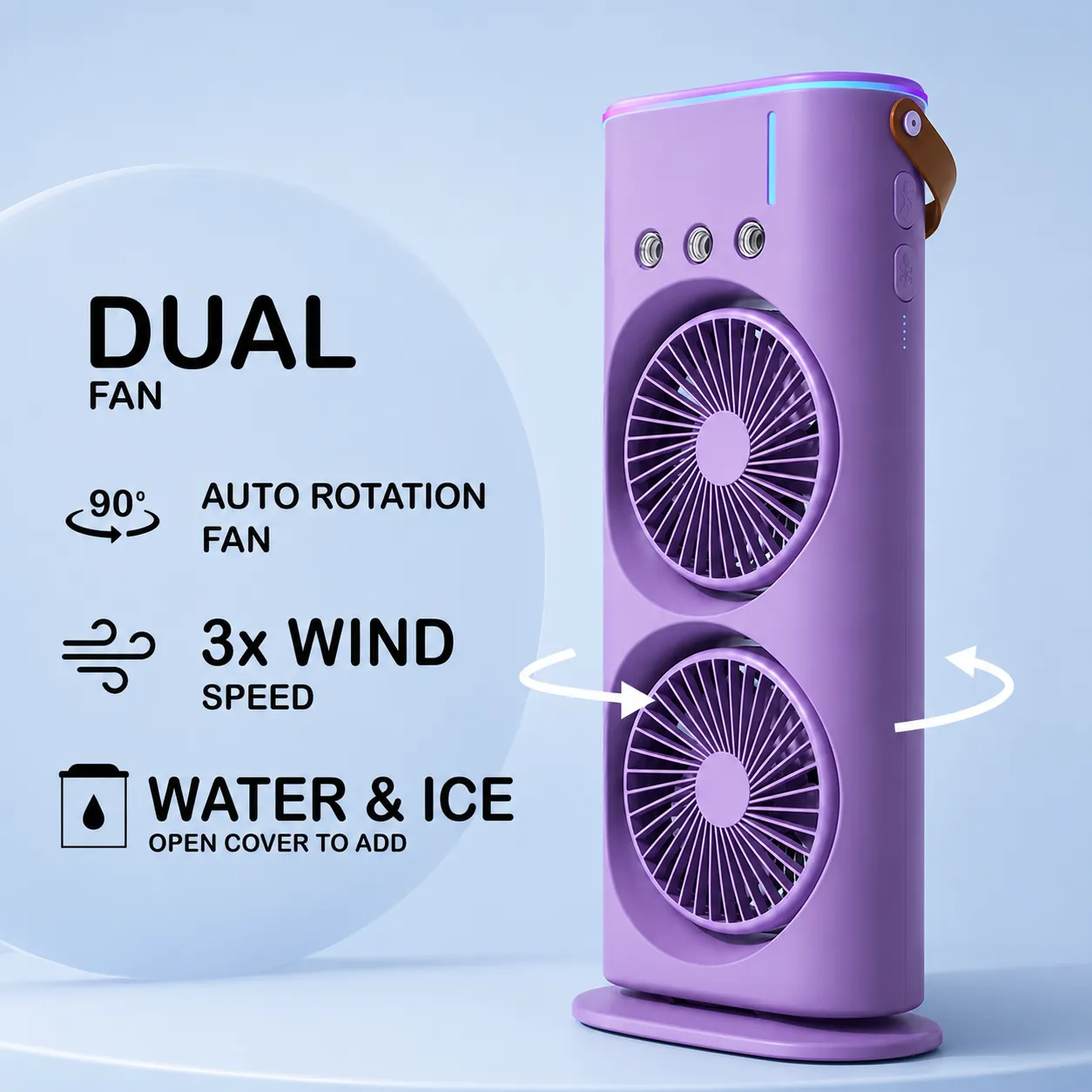 NHE Double-Ended Spray Fan DF-01 – Dual Cooling Fan – Water Mist & Ice Cooling – 3 Wind Speeds color option
